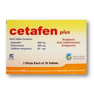 Cetafen بلس 500 مجم Paracetamol 400 مجم Ibuprofen & 65 مجم Caffeine Anhydrous Analgesic Antipyretic & Anti-Inflammatory Medication