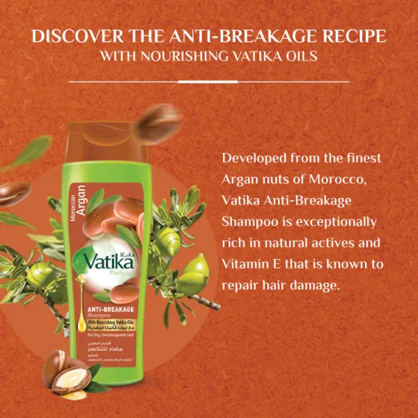 Vatika Naturals Anti-Breakage شامبو with Argan زيت for Dry & Unmanageable Hair (15% Off)