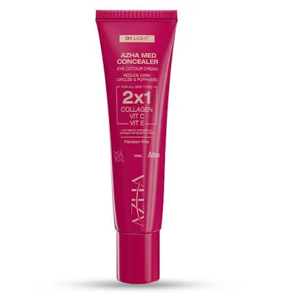 Azha 2in1 Anti-Dark Circle & Anti-Puffiness Eye Contour كريم & Concealer with كولاجين فيتامينات C & E for All Skin Types Light 01 - parabens free