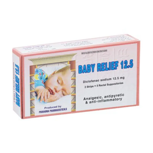 للأطفال والرضع Relief 12.5 مجم Diclofenac Sodium Anti-Inflammatory Antipyretic & Analgesic Rectal تحاميل